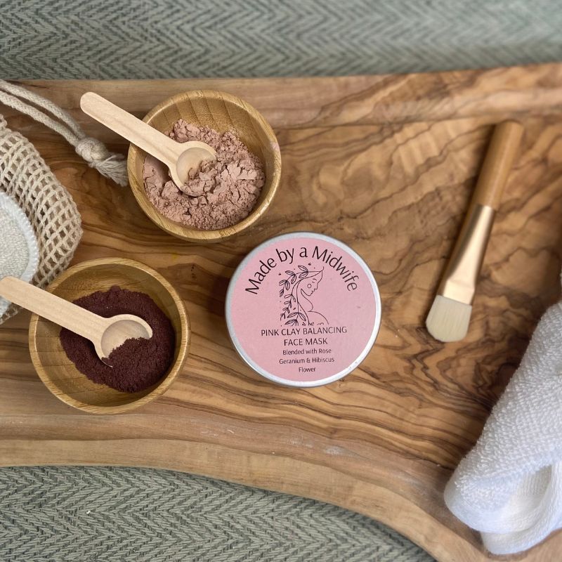 Pink Clay Balancing Face Mask with Rose Geranium and Hibiscus Flower