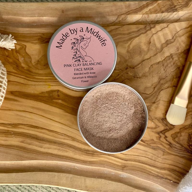 Pink Clay Balancing Face Mask with Rose Geranium and Hibiscus Flower